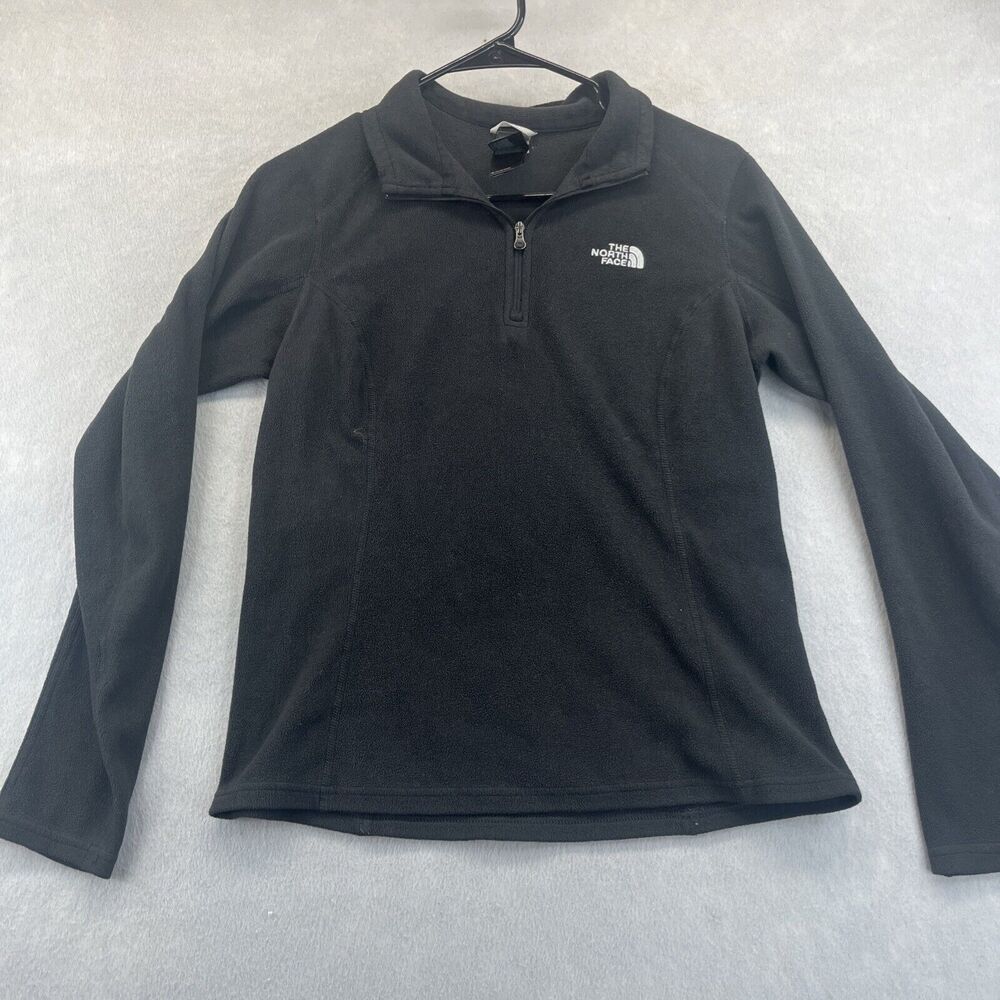 The North Face Black Quarter Zip Fleece Womens Small Logo Lightweight Polartec
